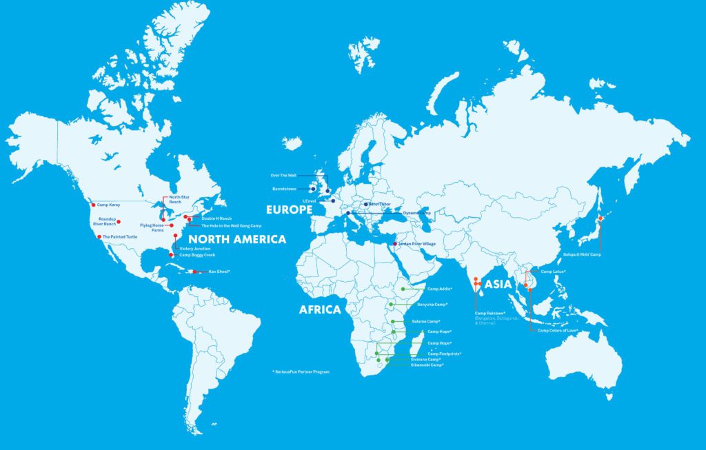 World Map of SeriousFun Camps