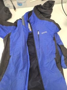 Blue and Black waterproof coat