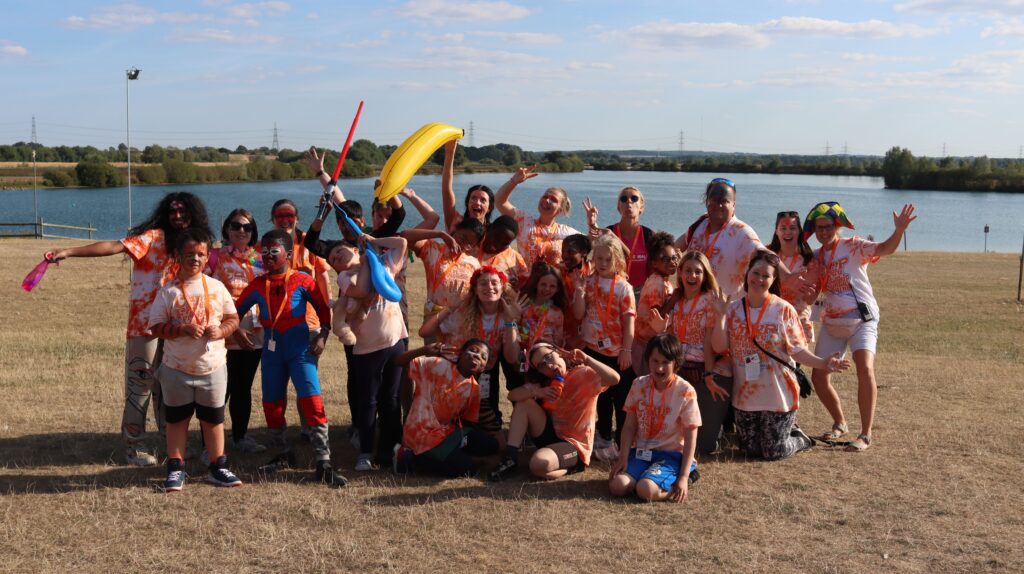 group of Over The Wall campers cheering