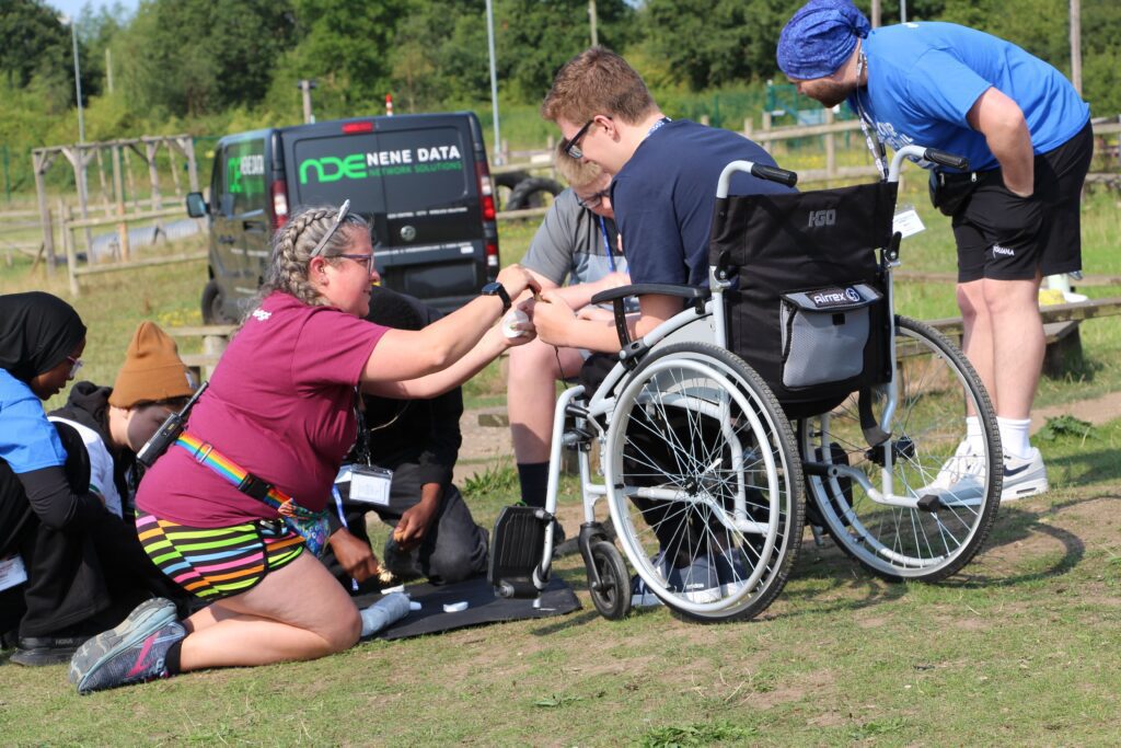 Volunteer with camper