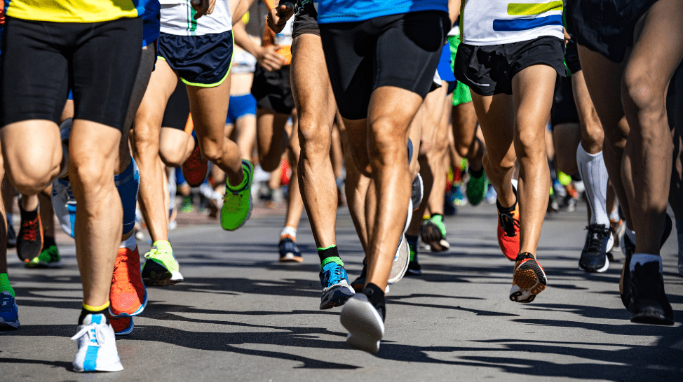 Lots of legs and feet running