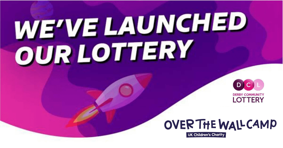 Derby Community Lottery logo announcing Over The Wall Camp has joined